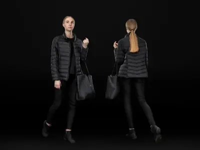 Blond woman walking 57  Low-poly 3D model