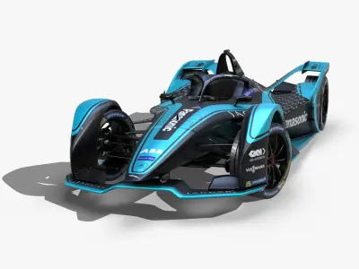 Jaguar Formula E 2020 Low-poly 3D model