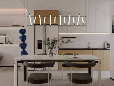 Modern living room dining room interior scenes 270 3D model