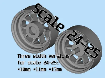 3d printed car parts Tire Rims Wheels set for scale car 3D print model