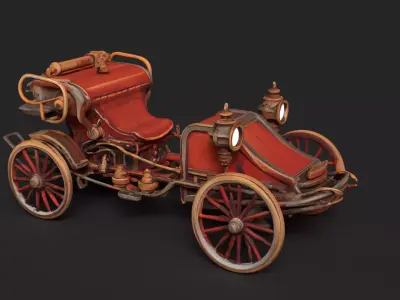 Chinese vintage buggy  Low-poly 3D model
