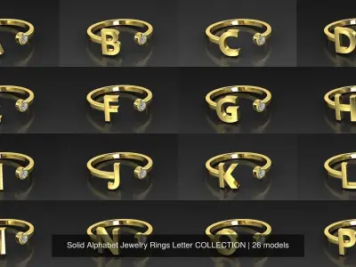 Alphabet Jewelry Solid COLLECTION 3D Model Pack