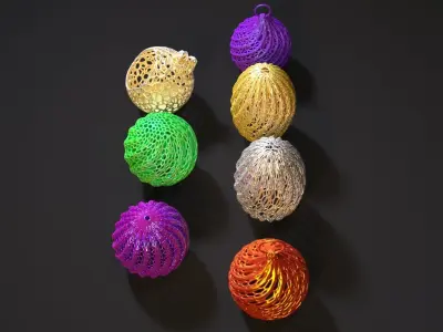 Christmas decoration set of 7 balls 3D print model