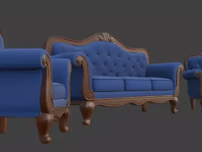 Cartoon style sofa set 3D model