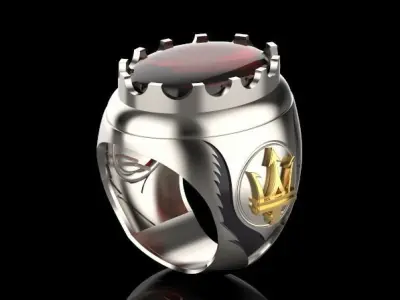 fashion oval ring Sculpture jewelry gold 3D print model