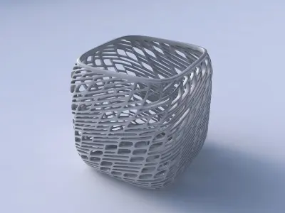 Vase quadratic stumpy with twisted lattice tiles 3D print model