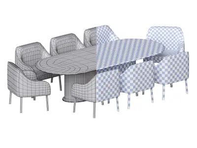 Luxury Italian Leather Dining Table and Chairs 3D model