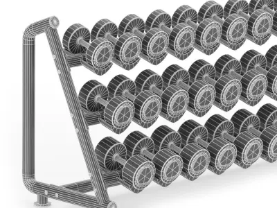 Gym-Tools-Fitness-Body-Building-set-10 gym dumbbell rack with... 3D model