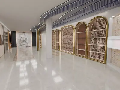 Luxury Jewelry Showroom Interior 3D Retail Display Low-poly 3D model