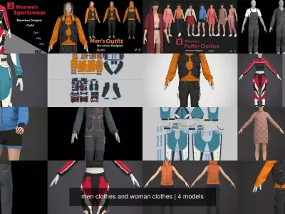 men clothes and woman clothes 3D Model Pack