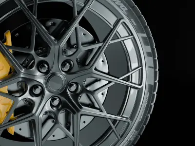 Car Wheel with Brake Caliper 3D model