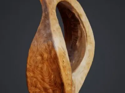 abstract shape carved out of wood 3D model