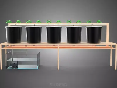 HYDROPONIC GROWTH PLANT FARMING BUCKET DUTCH BATO SYSTEM GARDEN 3D model