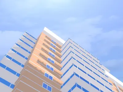 Apartment Building Complex Low Poly Free 3D model