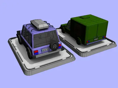 2 Cartoon Low Poly Cars - Set 01 Low-poly 3D model