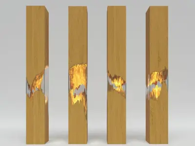 Epoxy Wood Fairylight  Columns 3D model