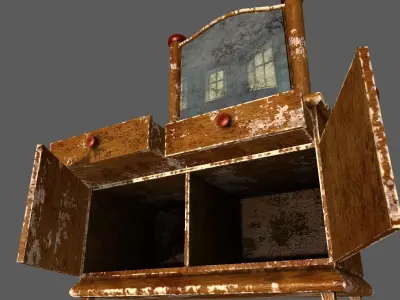 Old Dressing Table Free low-poly 3D model