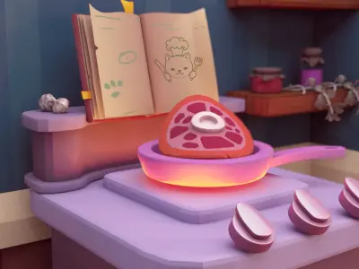 3D Isometric kitchen Low-poly 3D model