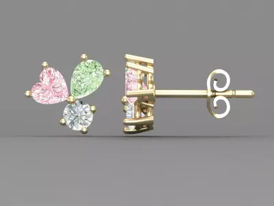 Cluster Diamond Or Gemstones Studs 3D CAD Design 3D print model