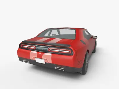 Low Poly Classic Muscle Car 3D Model Blender Low-poly 3D model