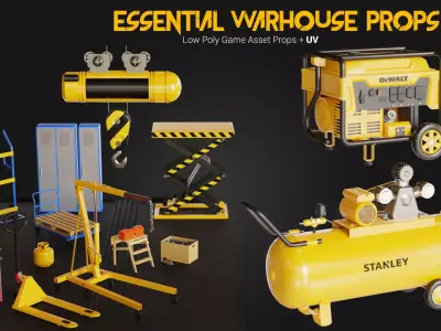 Essential Warhouse Props Kitbash Pack Low-poly 3D model