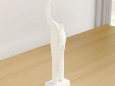 White Meredith Tall Elephant Figurine 3D model