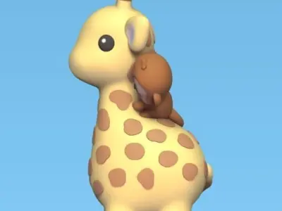 Giraffe with Monkey 3D print model