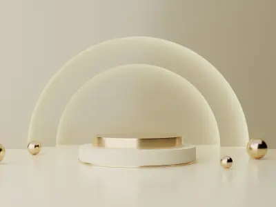 Free a sophisticated podium in cream and gold Free 3D model