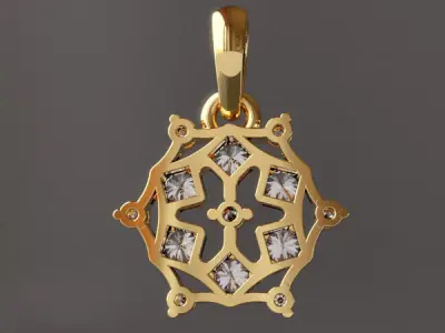 Round Pendant with Brilliants 3D print model
