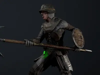 Zombie Spearman Low-poly 3D model