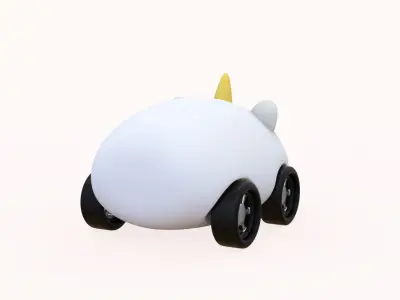 Cartoon Unicorn Car Cute  Low-poly 3D model