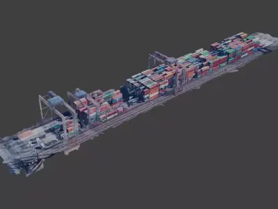 low poly containers exported from google maps 3d data Free 3D model