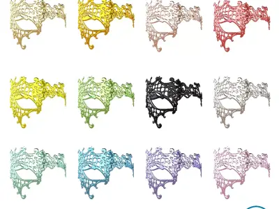 Venetian Metal Mask Pack Vol 1 Low-poly 3D model