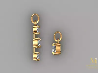 3D Jewelry Pendant Set Single Stone and 3 Stone 3D print model