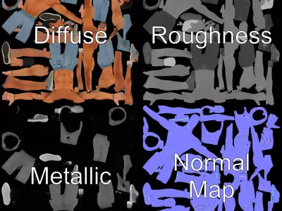 Athletic Male Figure Model Pack with Detailed Anatomy Low-poly 3D model