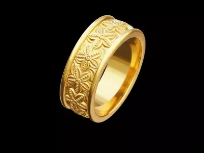 Free Floral Gold Ring 3D Model STL Download Free 3D print model