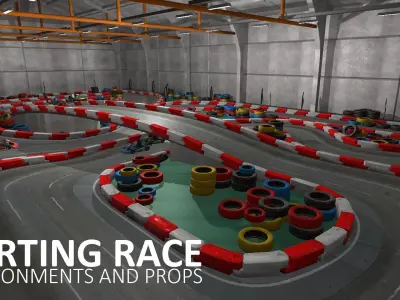 Karting race - environments and props Low-poly 3D model