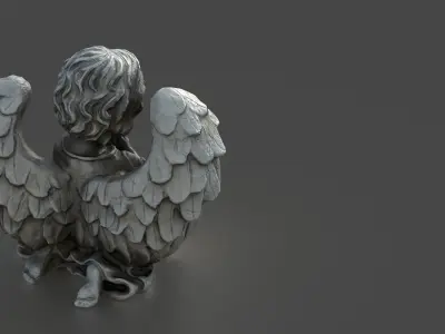 Angel Praying with Spread Wings Low-poly 3D model