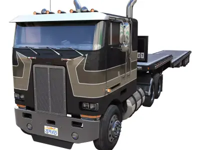 Peterbilt 362 dropdeck trailer Low-poly 3D model