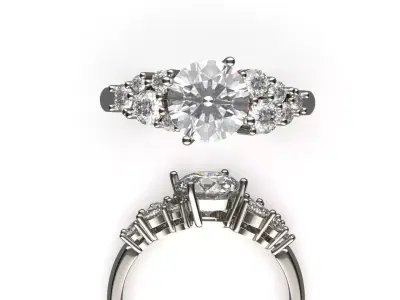 Multicolour Gemstone  Multi size Gem Ring 58 3D print model