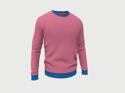Sweater Full Sleeves Pink Low-poly 3D model