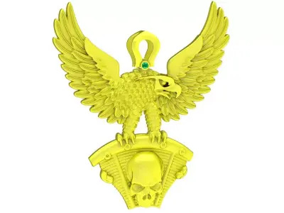 A4564 Luxury USA Eagle Skull Pendant 3D print model