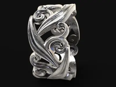 Ring with floral ornament 3D print model 3D print model