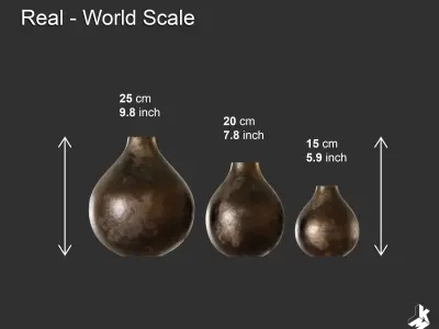 Set of Metal Vases 3D model