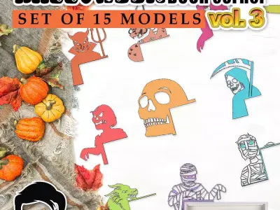 HALLOWEEN DOOR OR WINDOW CORNER SET OF 15 MODELS VOL 3  3D print model