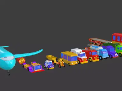 Ultimate Vehicles 3D Model Pack Police Bus Trucks Tractors More Low-poly 3D model