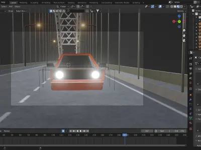 Car Animation with Bridge Free 3D model