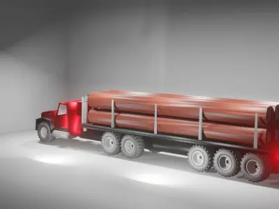 Model 3D Truck with Trees Free 3D model