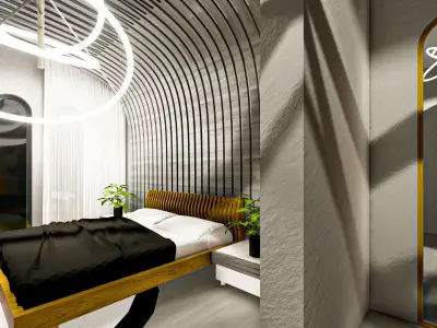 Interior bedroom Low-poly 3D model