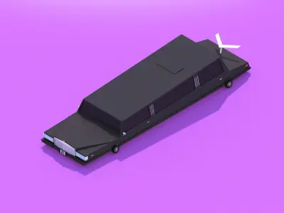 Cartoon Low Poly Limousine Low-poly 3D model